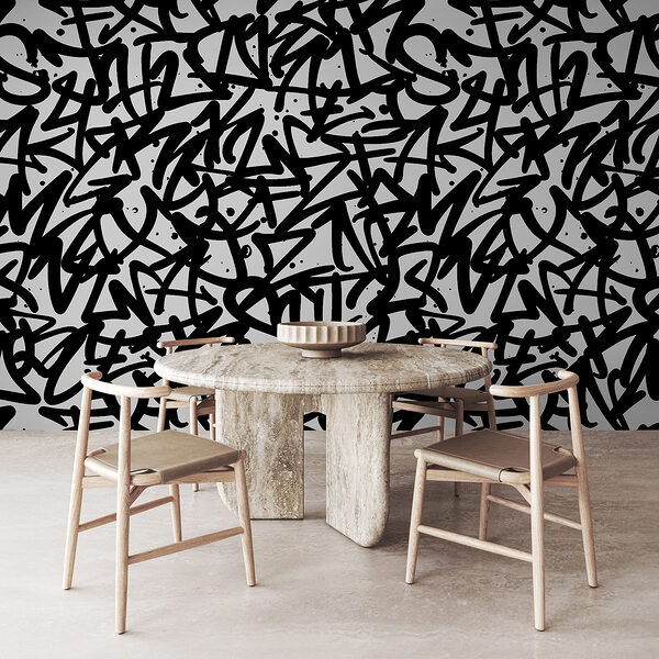 Black and white pattern with letters Black and white pattern with letters