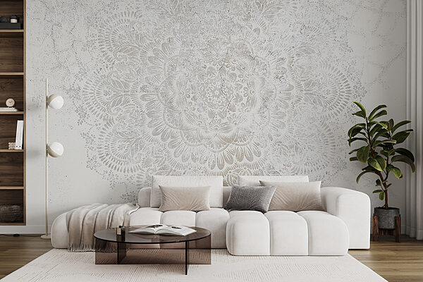 White circular pattern on a white surface White circular pattern on a white surface