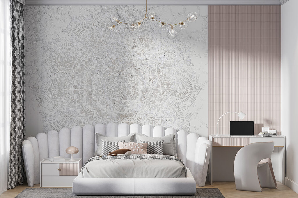 White circular pattern on a white surface White circular pattern on a white surface