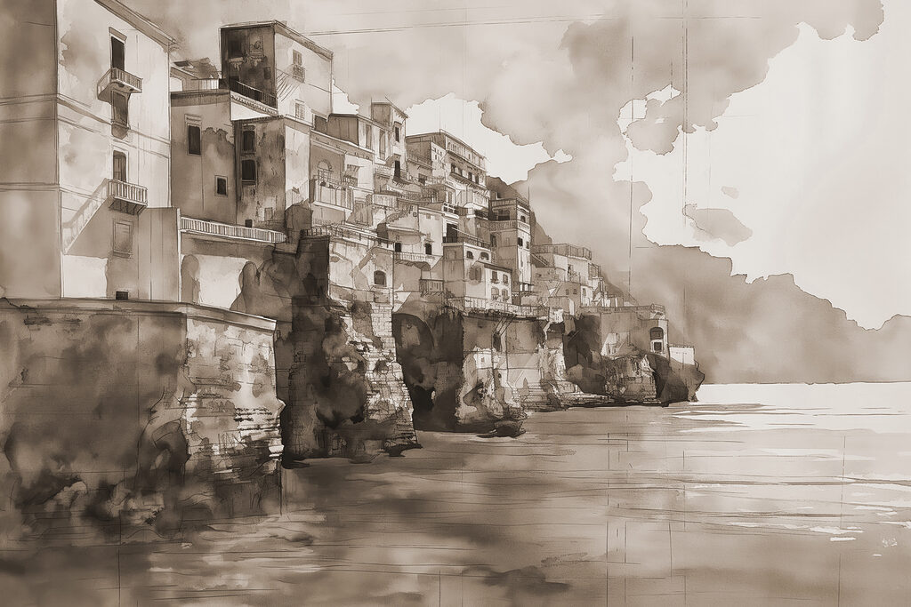 Watercolor of a city Watercolor of a city