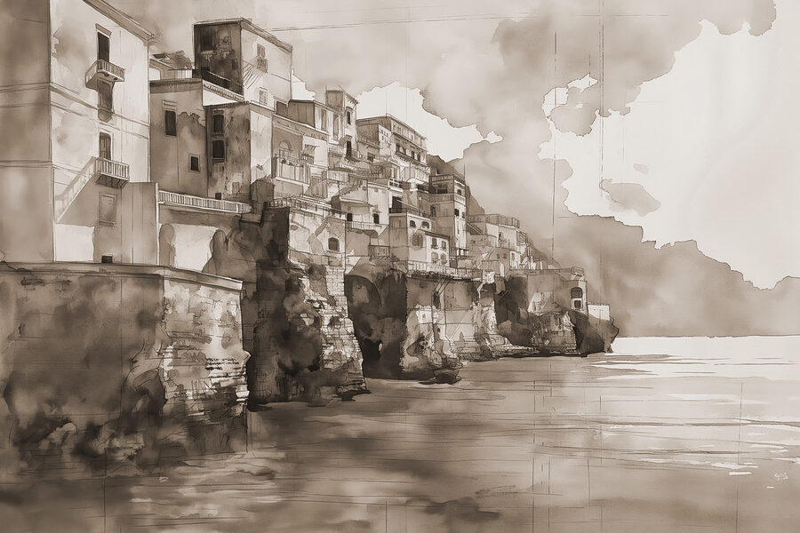Watercolor of a city Watercolor of a city