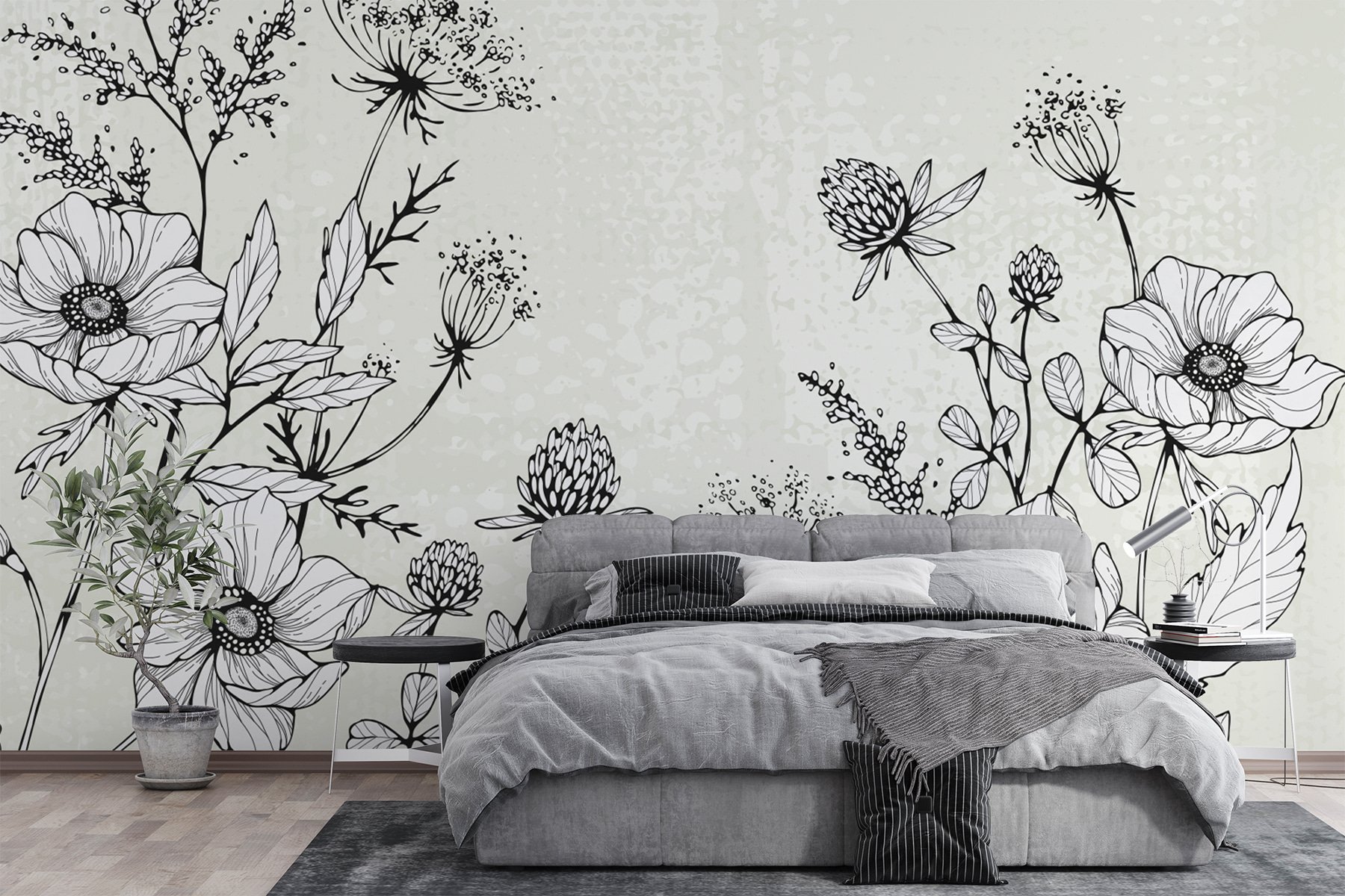 Drawing of flowers and leaves
