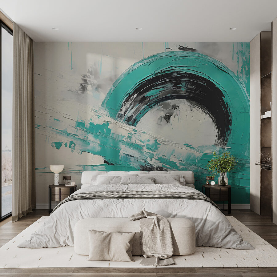 Painting of a circle with black and white paint Painting of a circle with black and white paint