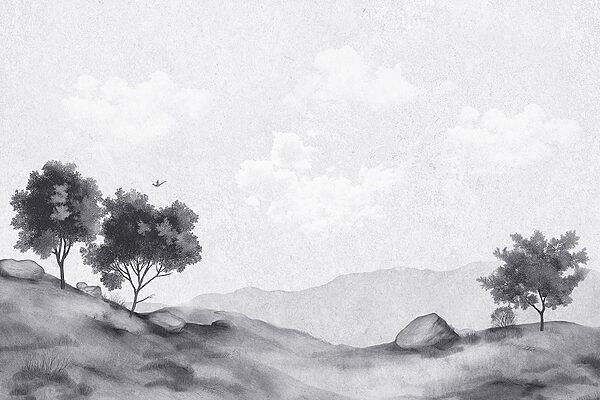 Landscape with trees and rocks Landscape with trees and rocks