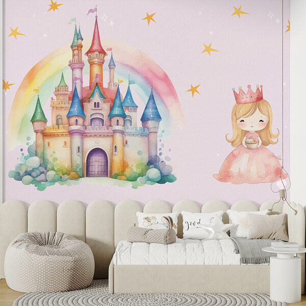 Cartoon of a princess and a castle w01397pir3ms 600x600 - Cartoon of a princess and a castle