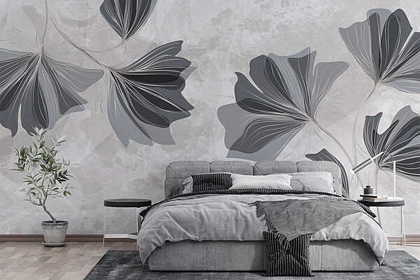 Grey and white floral design Grey and white floral design
