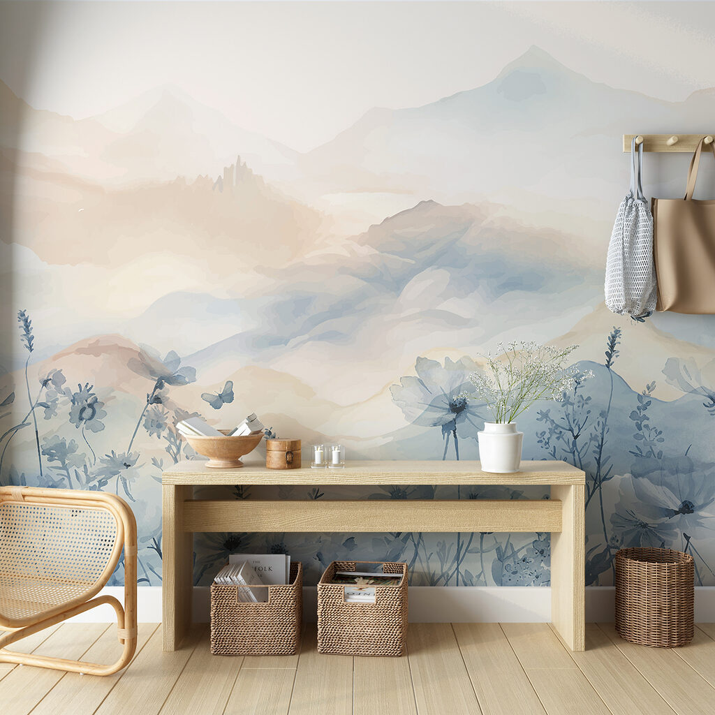 Painting of flowers and butterflies