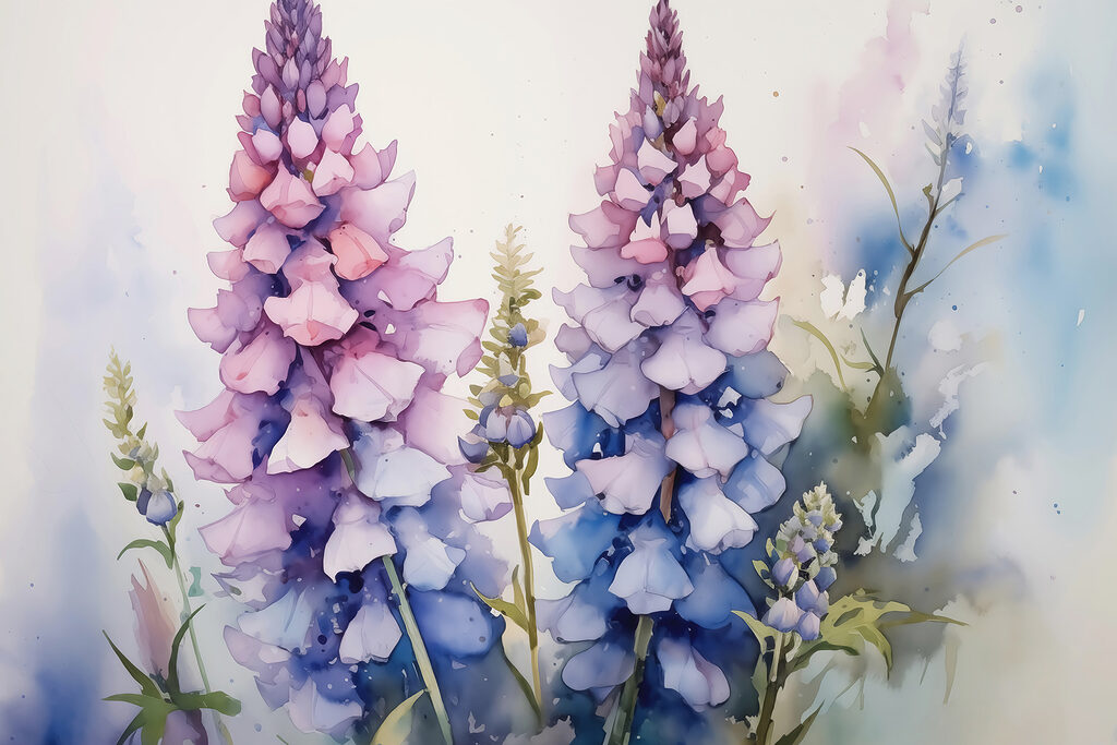 Painting of flowers on a white background Painting of flowers on a white background
