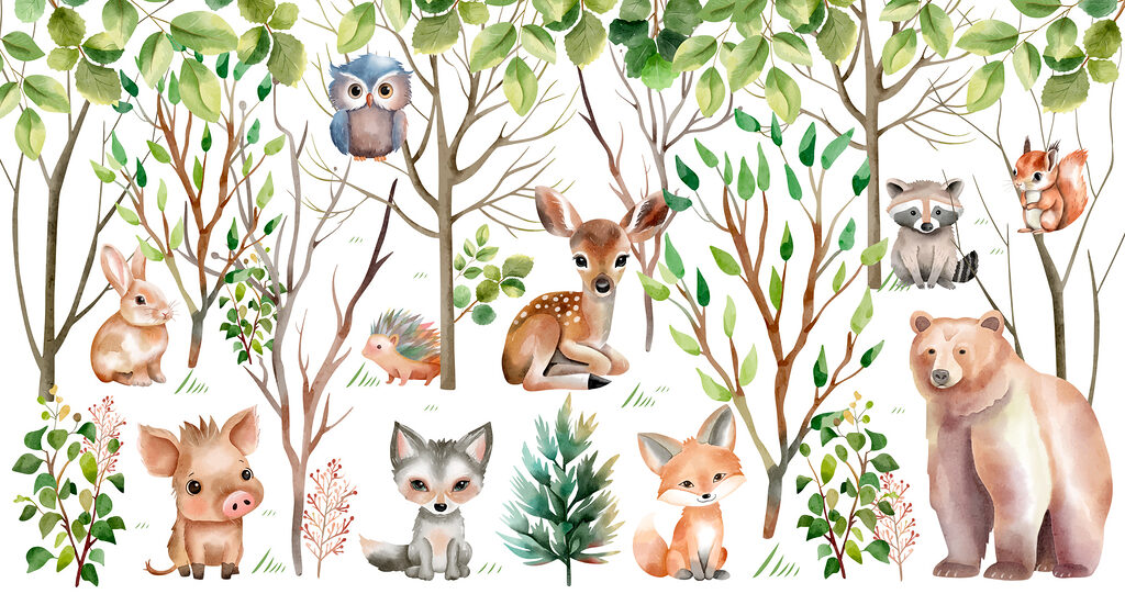 Group of animals in the woods Group of animals in the woods
