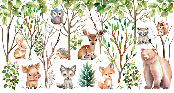 Group of animals in the woods Group of animals in the woods