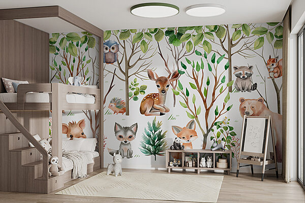Group of animals in the woods Group of animals in the woods