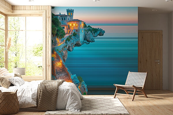 Building on a cliff above water Building on a cliff above water