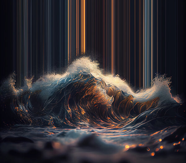 Wave with orange and white light coming out of it Wave with orange and white light coming out of it