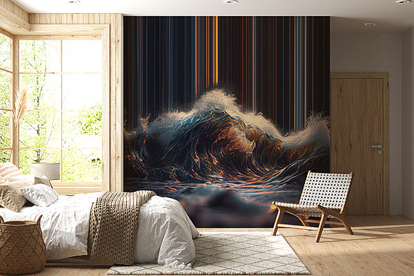 Wave with orange and white light coming out of it Wave with orange and white light coming out of it