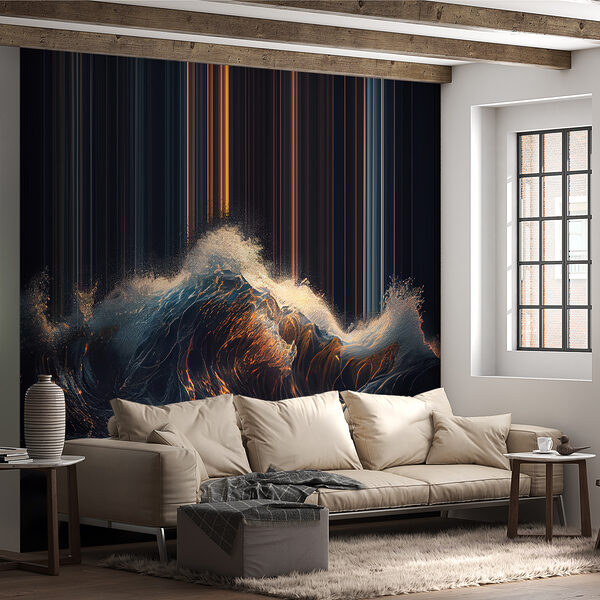 Wave with orange and white light coming out of it Wave with orange and white light coming out of it