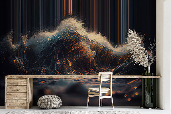 Wave with orange and white light coming out of it Wave with orange and white light coming out of it