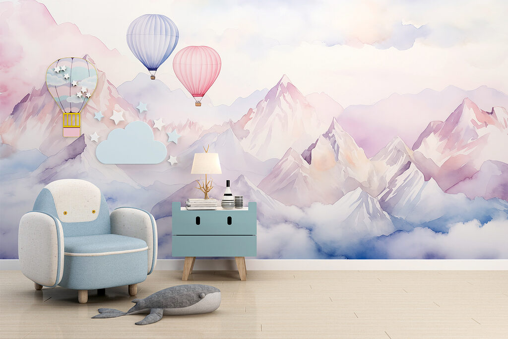 Group of hot air balloons in the sky over mountains w01786pir33mr 1024x683 - Group of hot air balloons in the sky over mountains