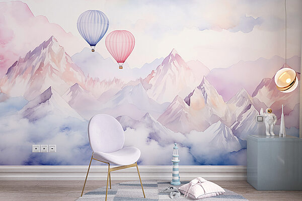 Group of hot air balloons in the sky over mountains w01786pir4r 600x400 - Group of hot air balloons in the sky over mountains