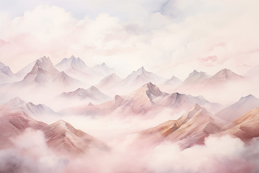 Wall murals Painting of mountains and clouds - Image 5