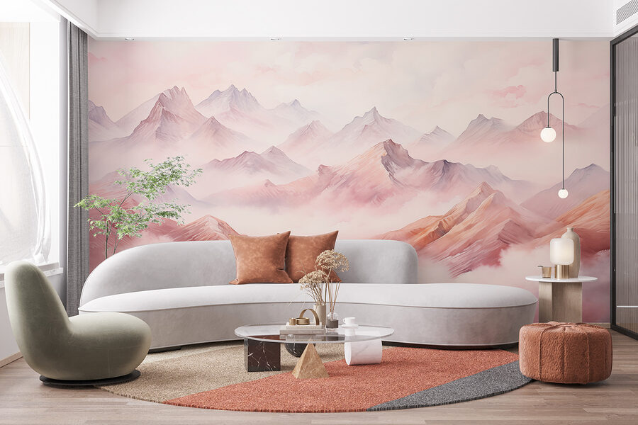 Wall murals Painting of mountains and clouds - Image 2