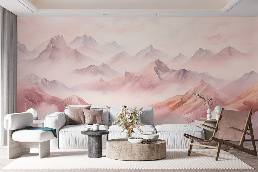 Wall murals Painting of mountains and clouds - Image 3
