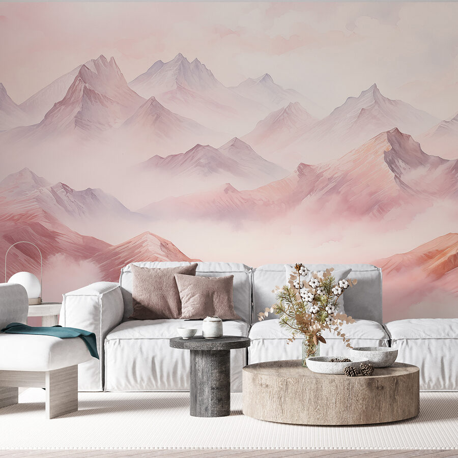 Wall murals Painting of mountains and clouds - Image 4