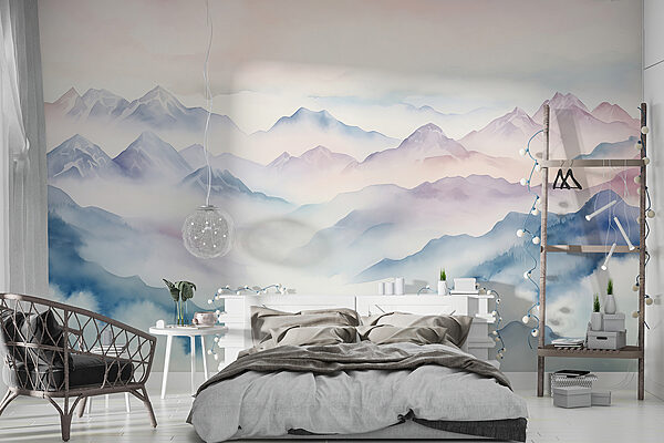 Painting of mountains and clouds Painting of mountains and clouds