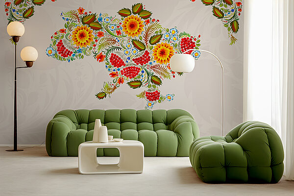 Map of ukraine with flowers