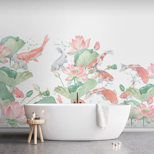 Watercolor painting of fish and flowers Watercolor painting of fish and flowers