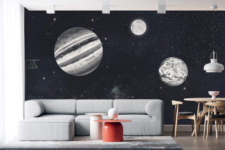 Planets in space with stars Planets in space with stars