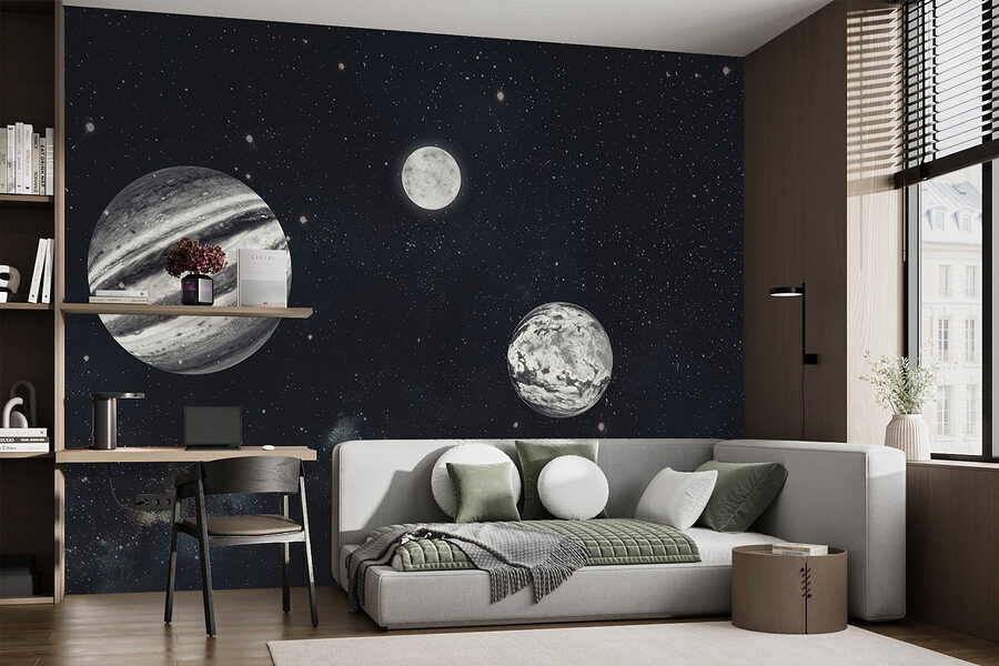 Planets in space with stars Planets in space with stars