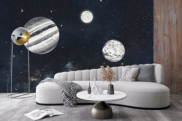 Planets in space with stars Planets in space with stars