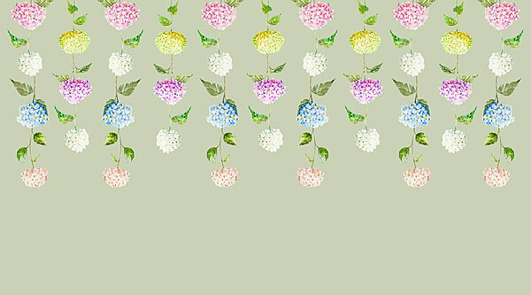 Row of flowers with green leaves Row of flowers with green leaves