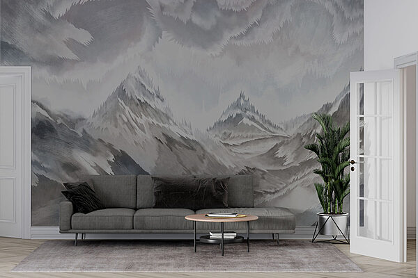 Painting of mountains and clouds Painting of mountains and clouds