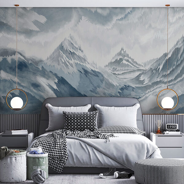 Painting of mountains and clouds Painting of mountains and clouds