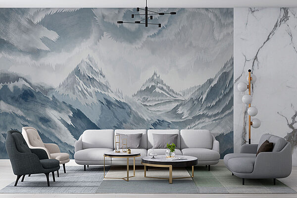 Painting of mountains and clouds Painting of mountains and clouds