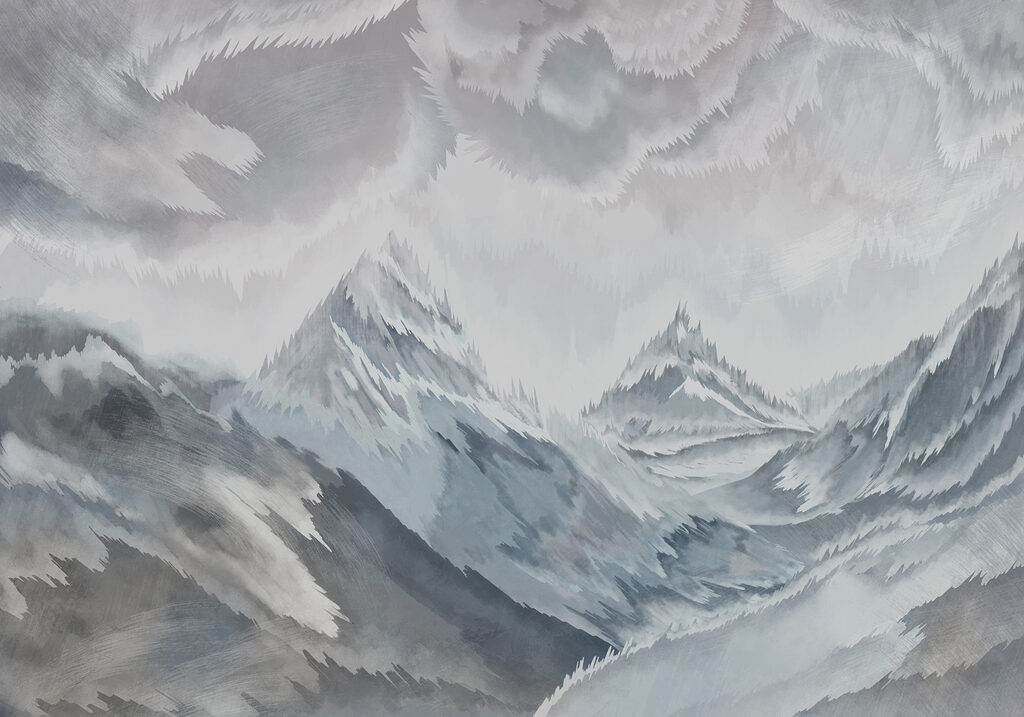 Painting of mountains and clouds Painting of mountains and clouds