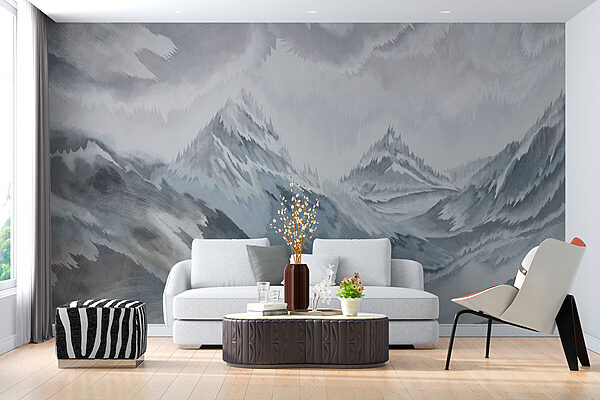 Painting of mountains and clouds Painting of mountains and clouds