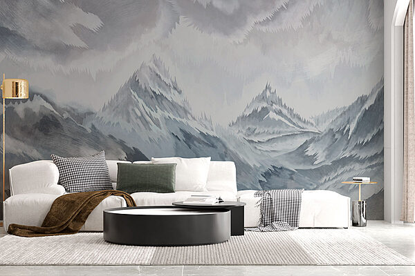 Painting of mountains and clouds Painting of mountains and clouds
