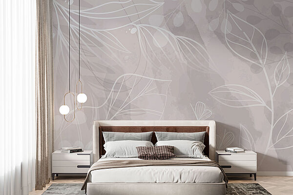 White and gray background with leaves White and gray background with leaves