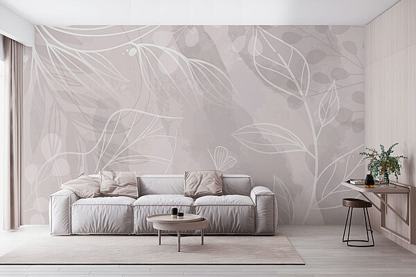 White and gray background with leaves White and gray background with leaves