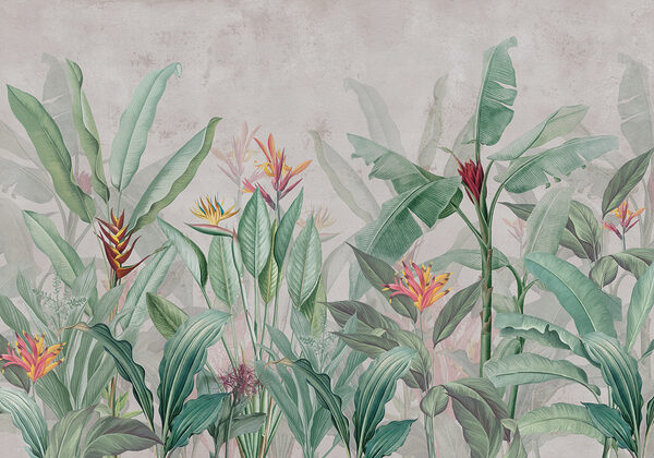 Wallpaper with a pattern of flowers and leaves Wallpaper with a pattern of flowers and leaves