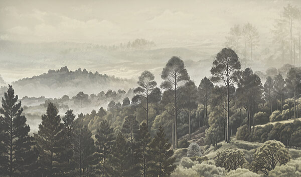 Landscape of trees and fog Landscape of trees and fog