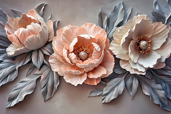 Group of flowers with leaves Group of flowers with leaves