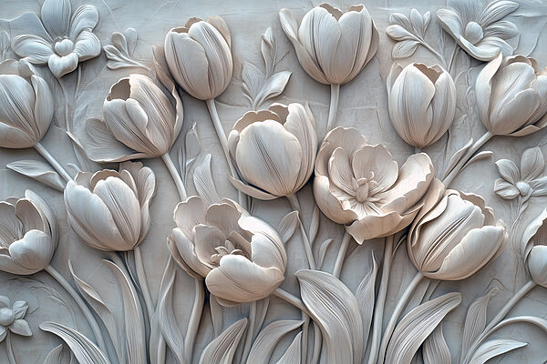 White flower carving on a wall White flower carving on a wall