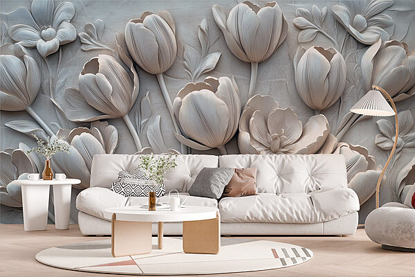 White flower carving on a wall White flower carving on a wall