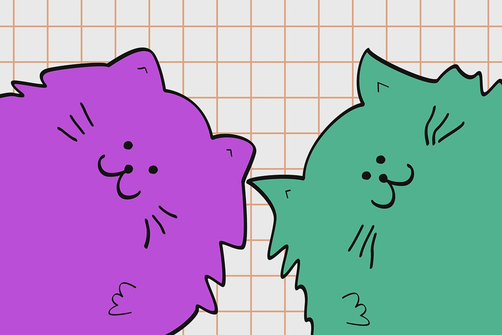 Purple and green cat Purple and green cat