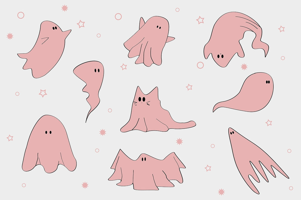 Set of pink ghosts Set of pink ghosts