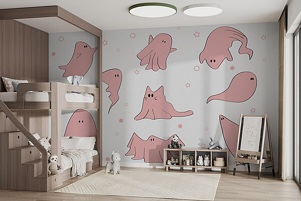 Set of pink ghosts Set of pink ghosts