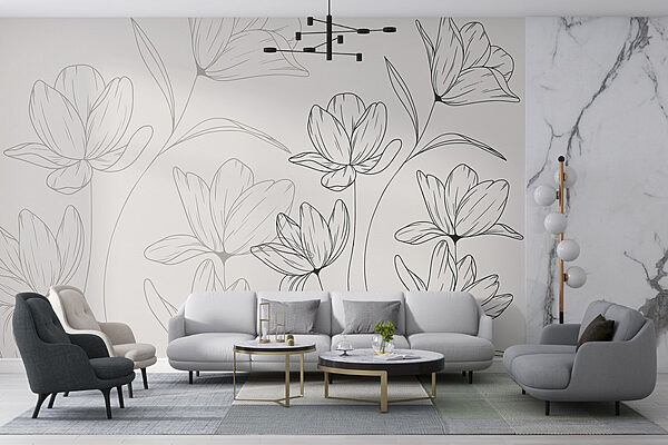 Drawing of flowers on a white background Drawing of flowers on a white background